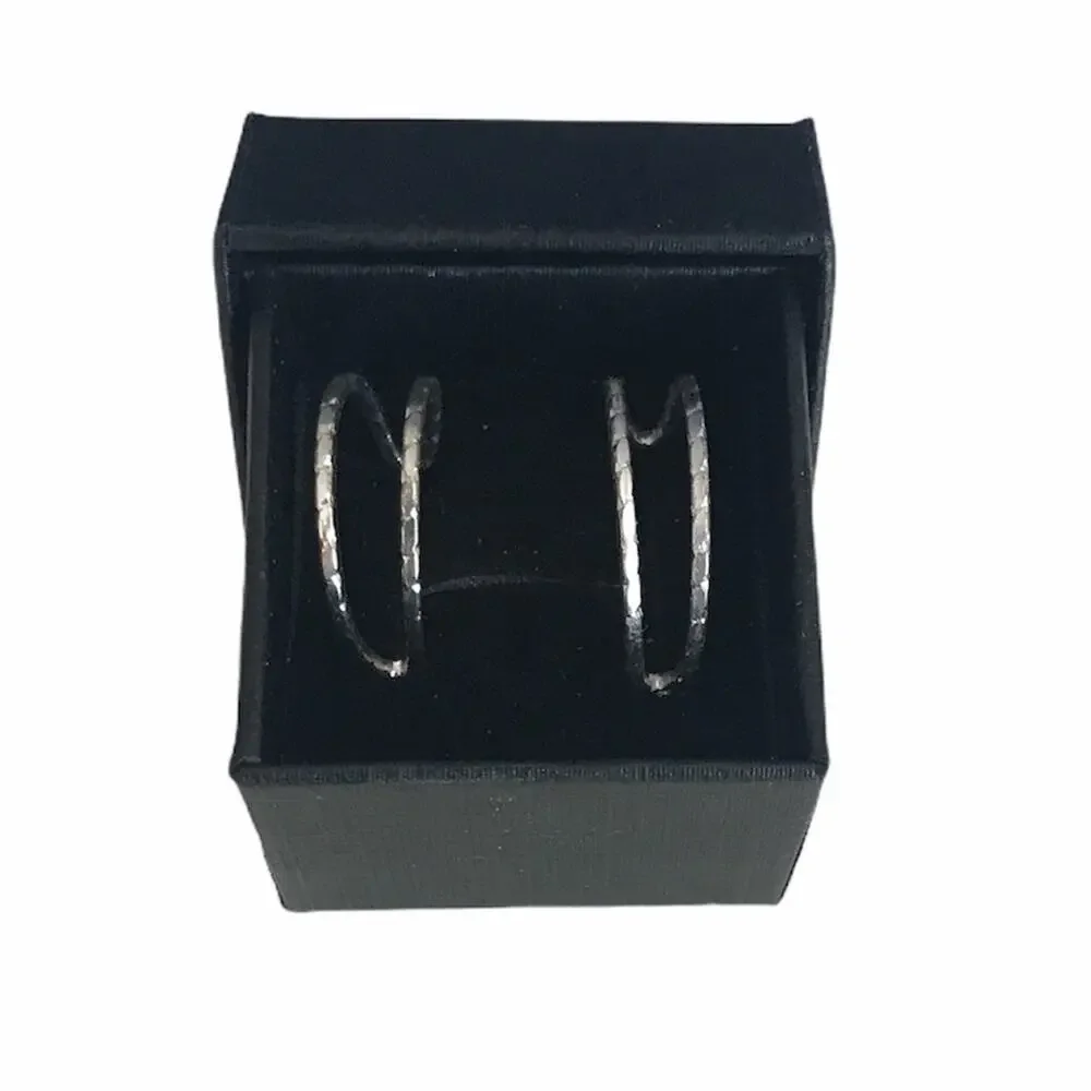 Vintage Half-Moon Open Back Hoop Earrings Silver